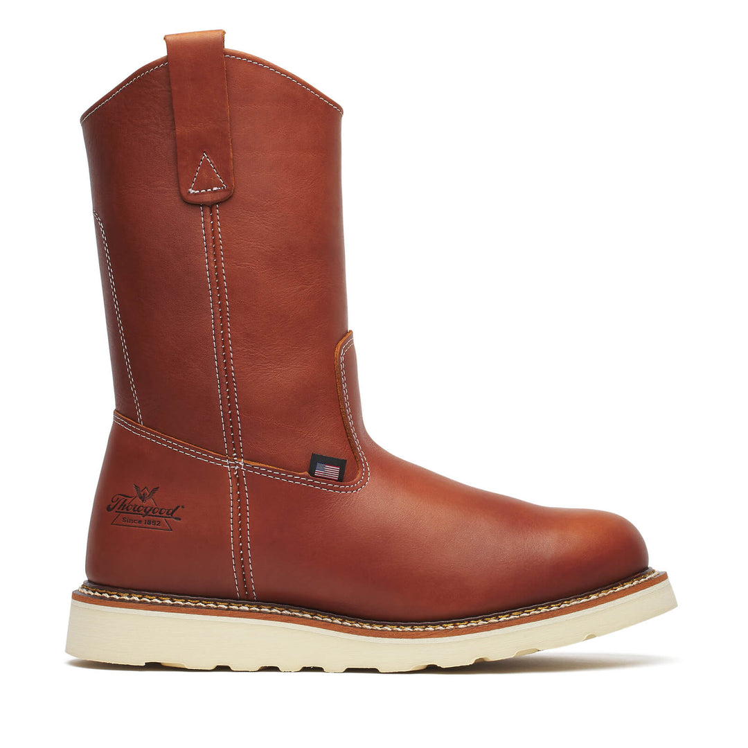 Thorogood Men's AMERICAN HERITAGE 11″ TOBACCO PULL-ON WELLINGTON – MAXWEAR WEDGE Boot