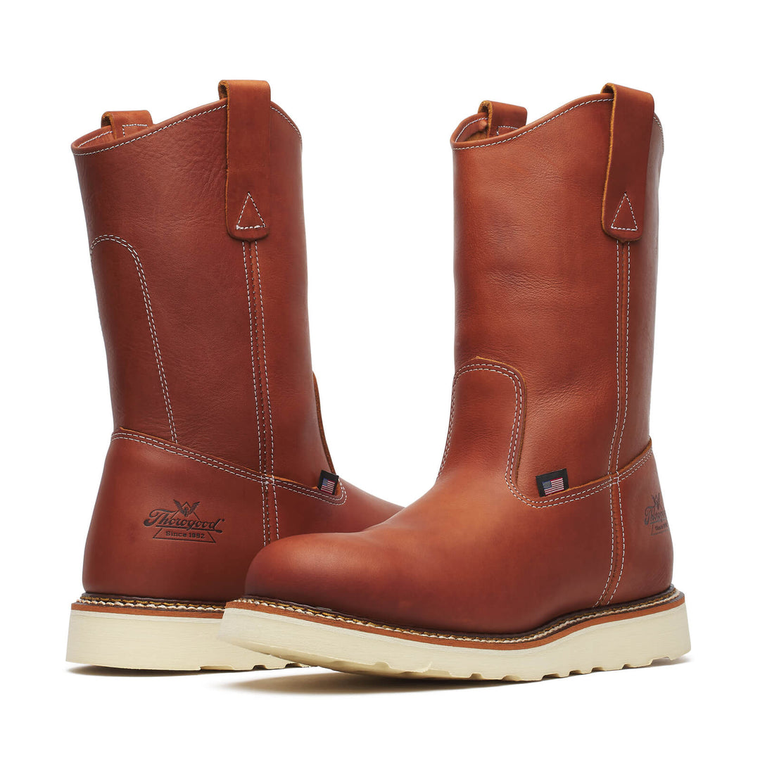 Thorogood Men's AMERICAN HERITAGE 11″ TOBACCO PULL-ON WELLINGTON – MAXWEAR WEDGE Boot