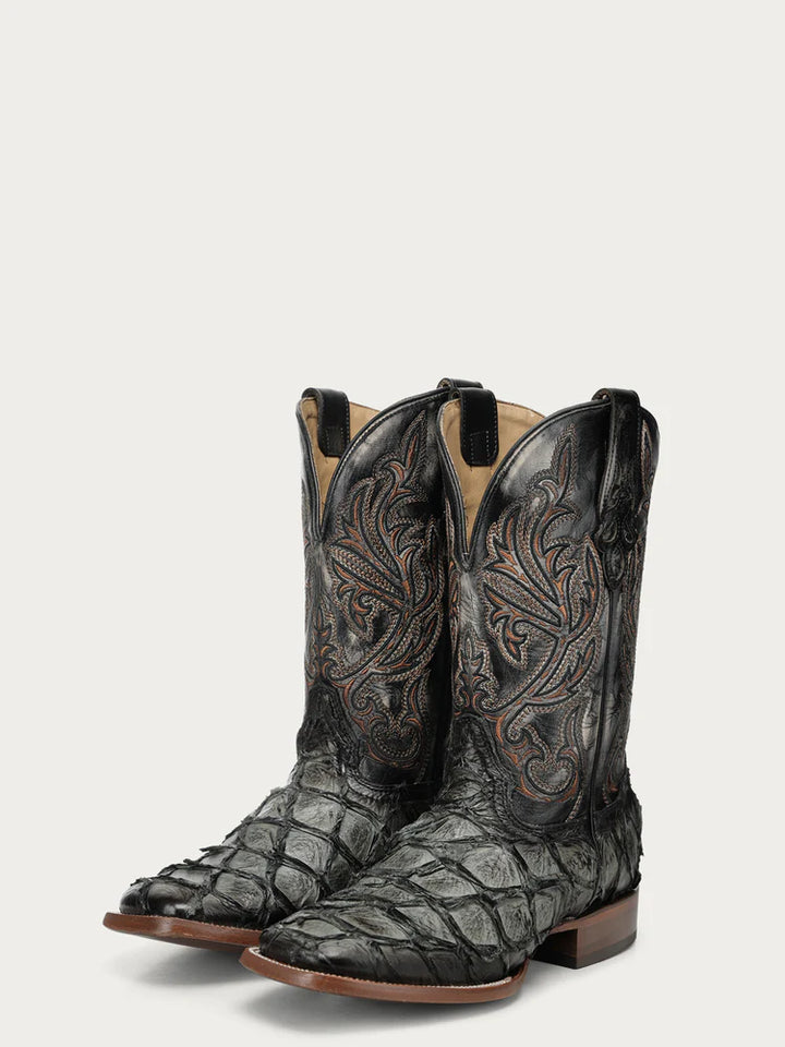 CORRAL MEN'S EMBROIDERY OLIVE GREEN PIRARUCU FISH SQUARE TOE BOOT