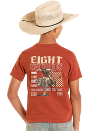 ROCK & ROLL BOY'S SHORT SLEEVE EIGHT SECONDS GRAPHIC RUST T-SHIRT