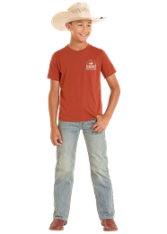 ROCK & ROLL BOY'S SHORT SLEEVE EIGHT SECONDS GRAPHIC RUST T-SHIRT