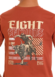 ROCK & ROLL BOY'S SHORT SLEEVE EIGHT SECONDS GRAPHIC RUST T-SHIRT