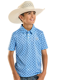 ROCK & ROLL BOYS MINI AZTEC GEO PRINTED POLO BUTTON UP SHIRT