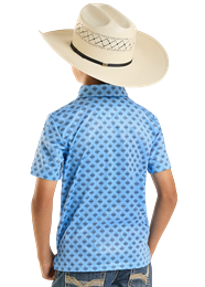 ROCK & ROLL BOYS MINI AZTEC GEO PRINTED POLO BUTTON UP SHIRT