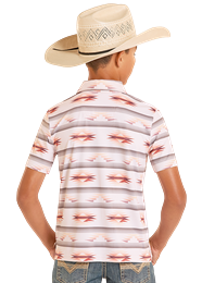 ROCK & ROLL BOYS NATURAL AZTEC PRINT POLO SHIRT