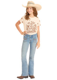 ROCK & ROLL GIRL'S PATCH POCKET Light Wash BOOTCUT JEANS