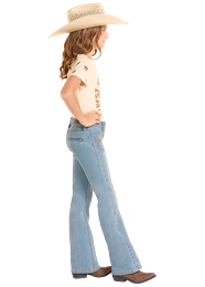 ROCK & ROLL GIRL'S PATCH POCKET Light Wash BOOTCUT JEANS