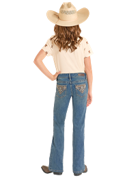 ROCK & ROLL GIRLS STEER HEAD EMBROIDERED POCKET BOOTCUT JEANS