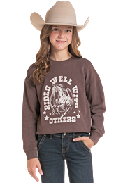 ROCK AND ROLL GIRLS Dark Brown Graphic Pullover