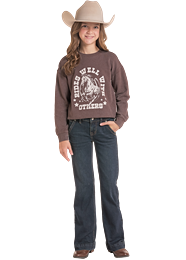 ROCK AND ROLL GIRLS Dark Brown Graphic Pullover