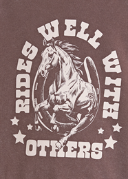 ROCK AND ROLL GIRLS Dark Brown Graphic Pullover