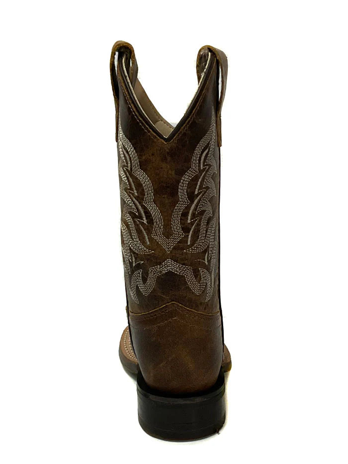 OLD WEST BOY'S Brown Square Toe Western Boot