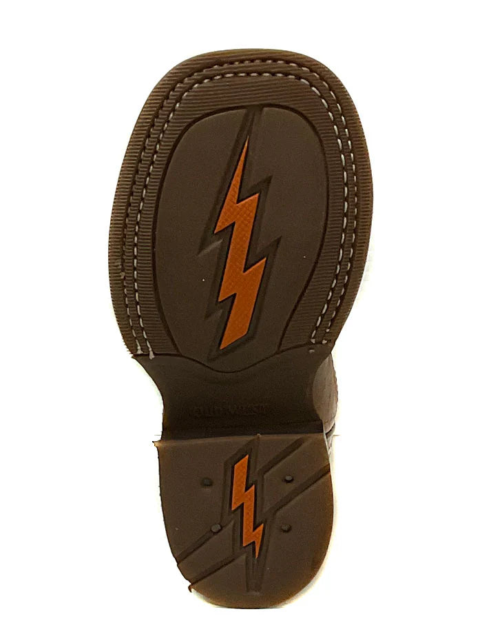 OLD WEST BOY'S Brown Square Toe Western Boot
