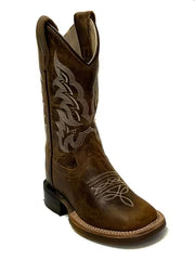 OLD WEST BOY'S Brown Square Toe Western Boot