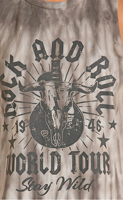 Rock & Roll  Women's Charcoal 'Stay Wild' Graphic Print Sleeveless Muscle Tank Top