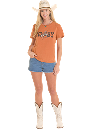 ROCK&ROLL WOMEN'S ORANGE HOWDY T SHIRT