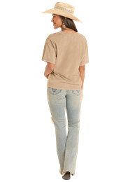 ROCK & ROLL WOMEN'S Graphic V-neck OLIVE T-Shirt
