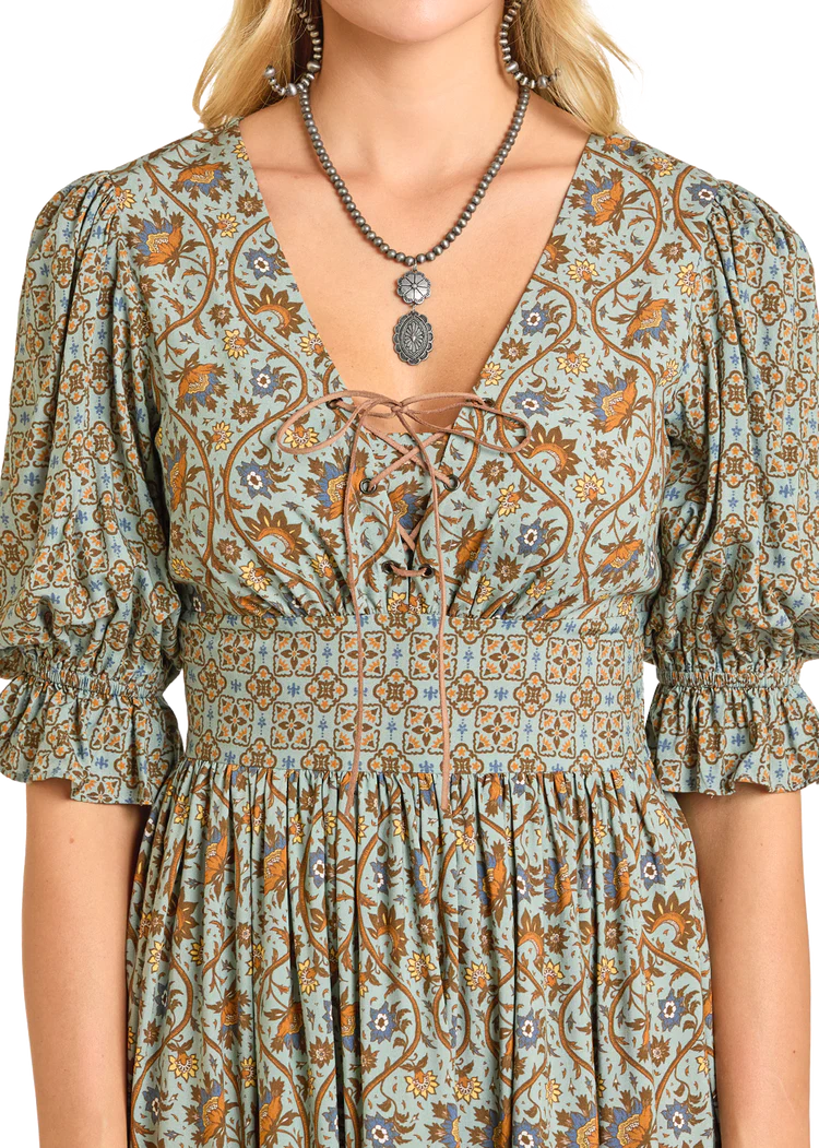Rock and Roll Womens Jade Mixed Print Mini Dress