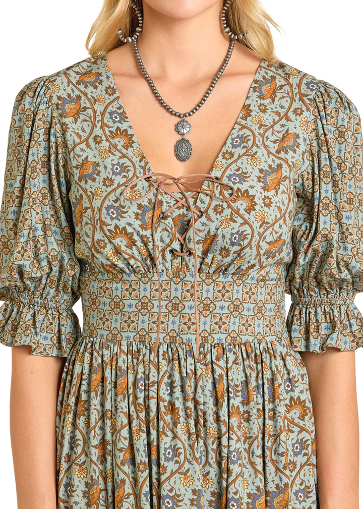 Rock and Roll Womens Jade Mixed Print Mini Dress