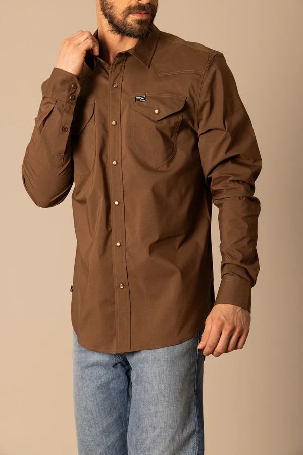 KIMES RANCH MEN'S BROWN BLACKOUT SHIRT