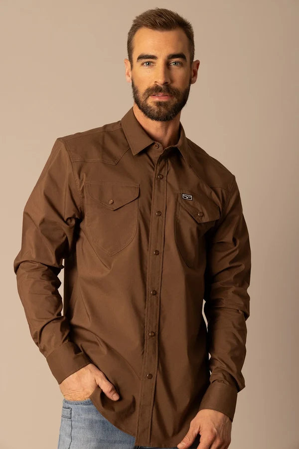 KIMES RANCH MEN'S BROWN BLACKOUT SHIRT