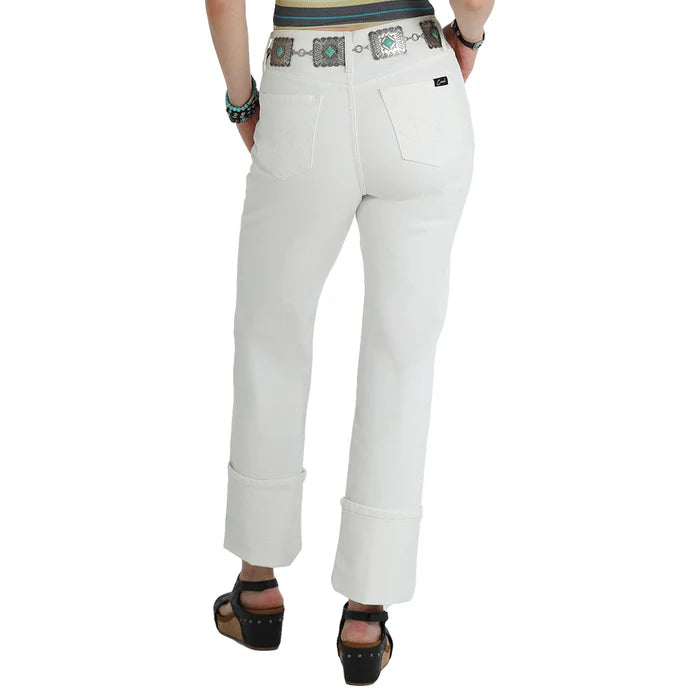 CRUEL DENIM WOMENS QUINN WHITE HIGH RISE RELAXED JEANS