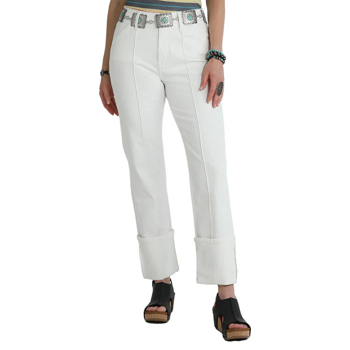 CRUEL DENIM WOMENS QUINN WHITE HIGH RISE RELAXED JEANS