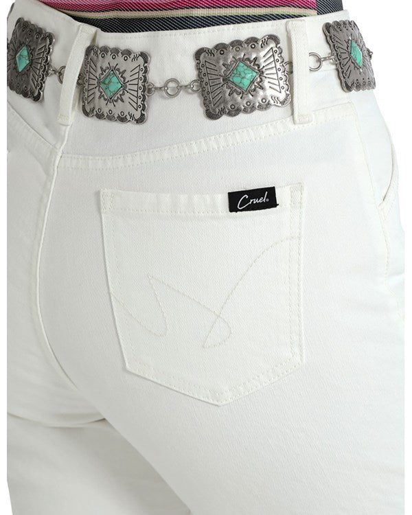 CRUEL DENIM WOMENS QUINN WHITE HIGH RISE RELAXED JEANS