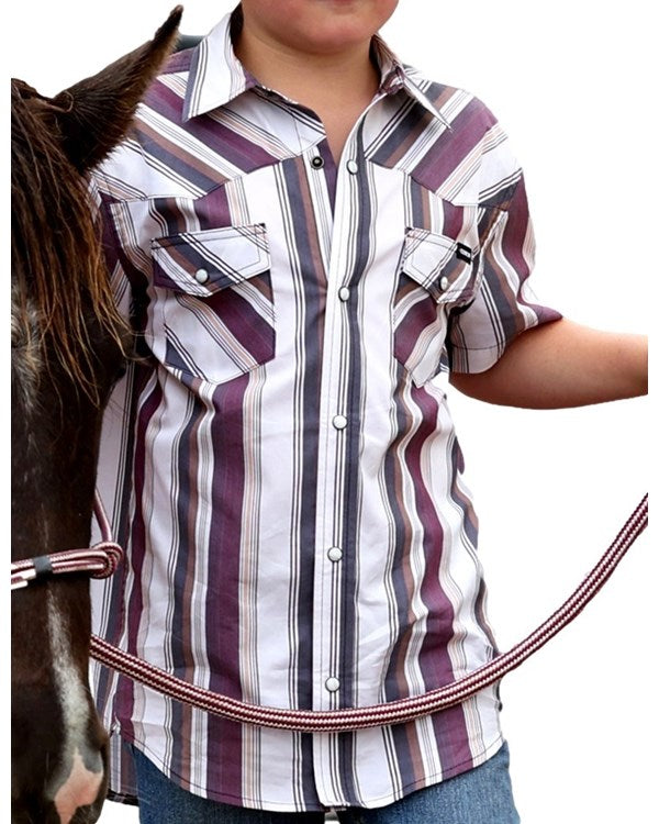 CINCH BOY'S WHITE STRIPED SHIRT