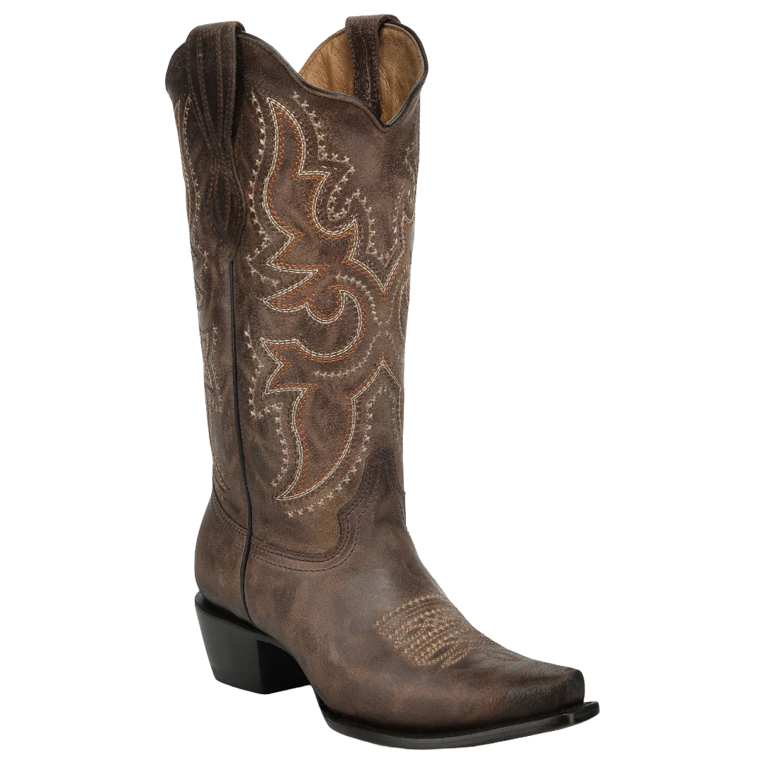 CIRCLE G WOMEN'S BROWN STITCHED SNIP TOE BOOTS
