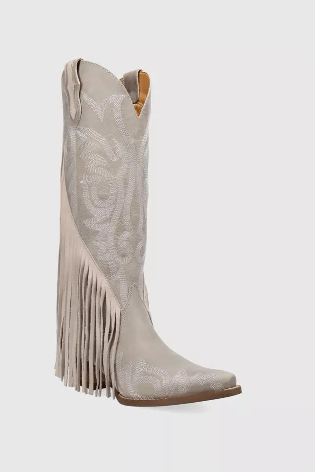 Dingo Women Walk West white Leather Fringe Cowboy Boot