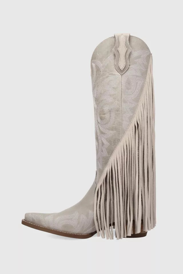 Dingo Women Walk West white Leather Fringe Cowboy Boot