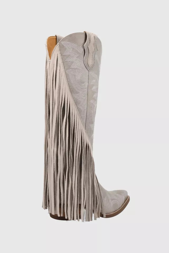 Dingo Women Walk West white Leather Fringe Cowboy Boot