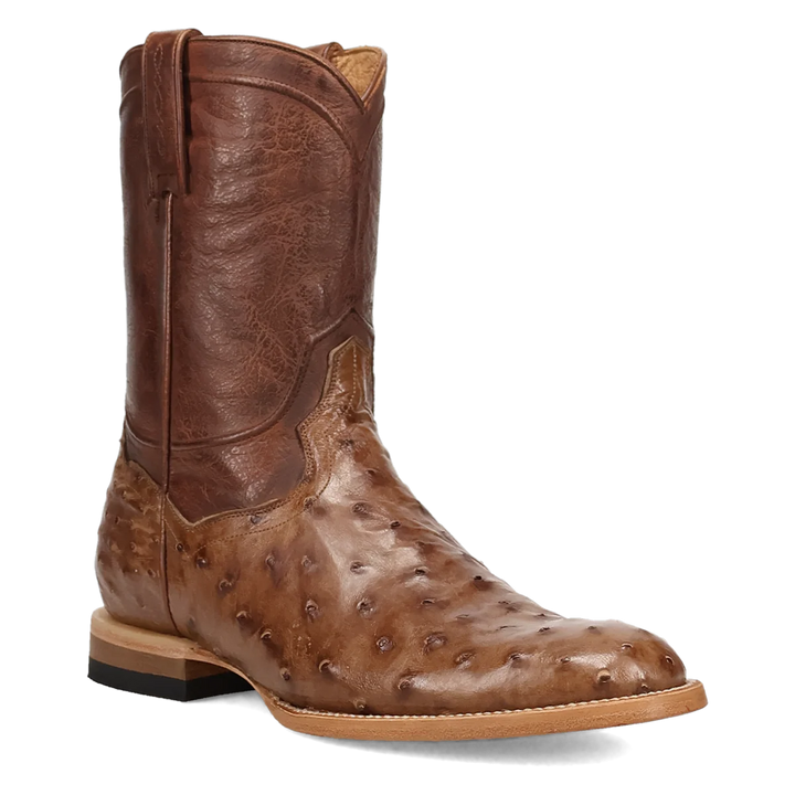 DAN POST MEN'S TOBACCO FULL QUILL OSTRICH ARDOR ROUND TOE BOOT