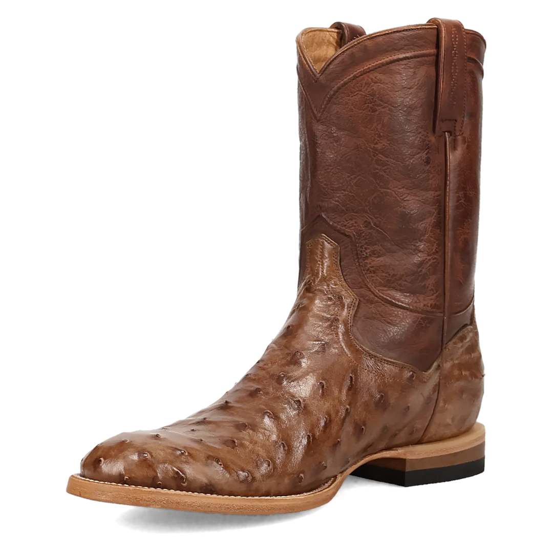 DAN POST MEN'S TOBACCO FULL QUILL OSTRICH ARDOR ROUND TOE BOOT