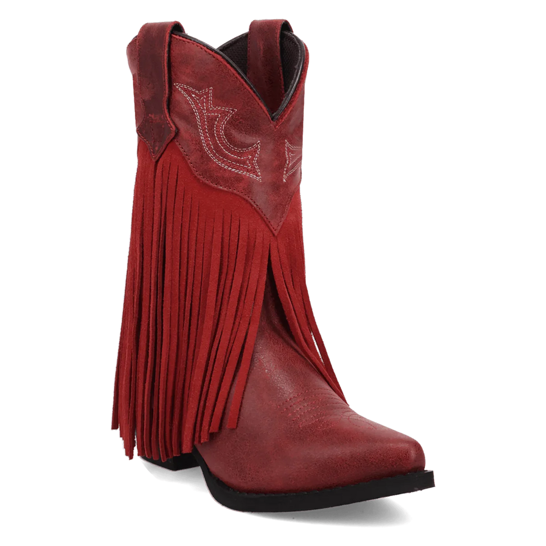 DAN POST GIRL'S RED FRINGE HAPPY TRAILS BOOTS