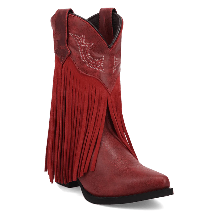 DAN POST GIRL'S RED FRINGE HAPPY TRAILS BOOTS