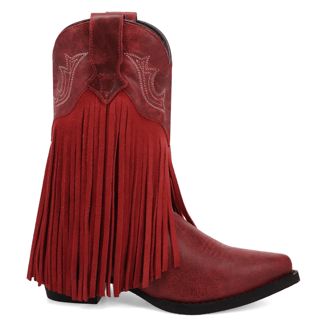 DAN POST GIRL'S RED FRINGE HAPPY TRAILS BOOTS