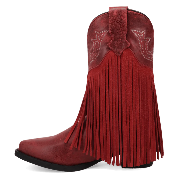 DAN POST GIRL'S RED FRINGE HAPPY TRAILS BOOTS