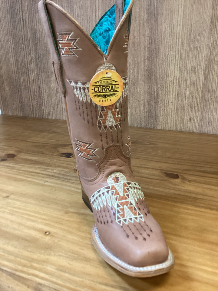 CORRAL WOMEN'S TERRA EMBROIDERY SQ. TOE BROWN BOOT