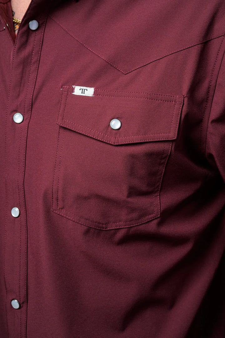 FERRELL MEN'S CORE MAROON SHORT SLEEVE SNAP SHIRT