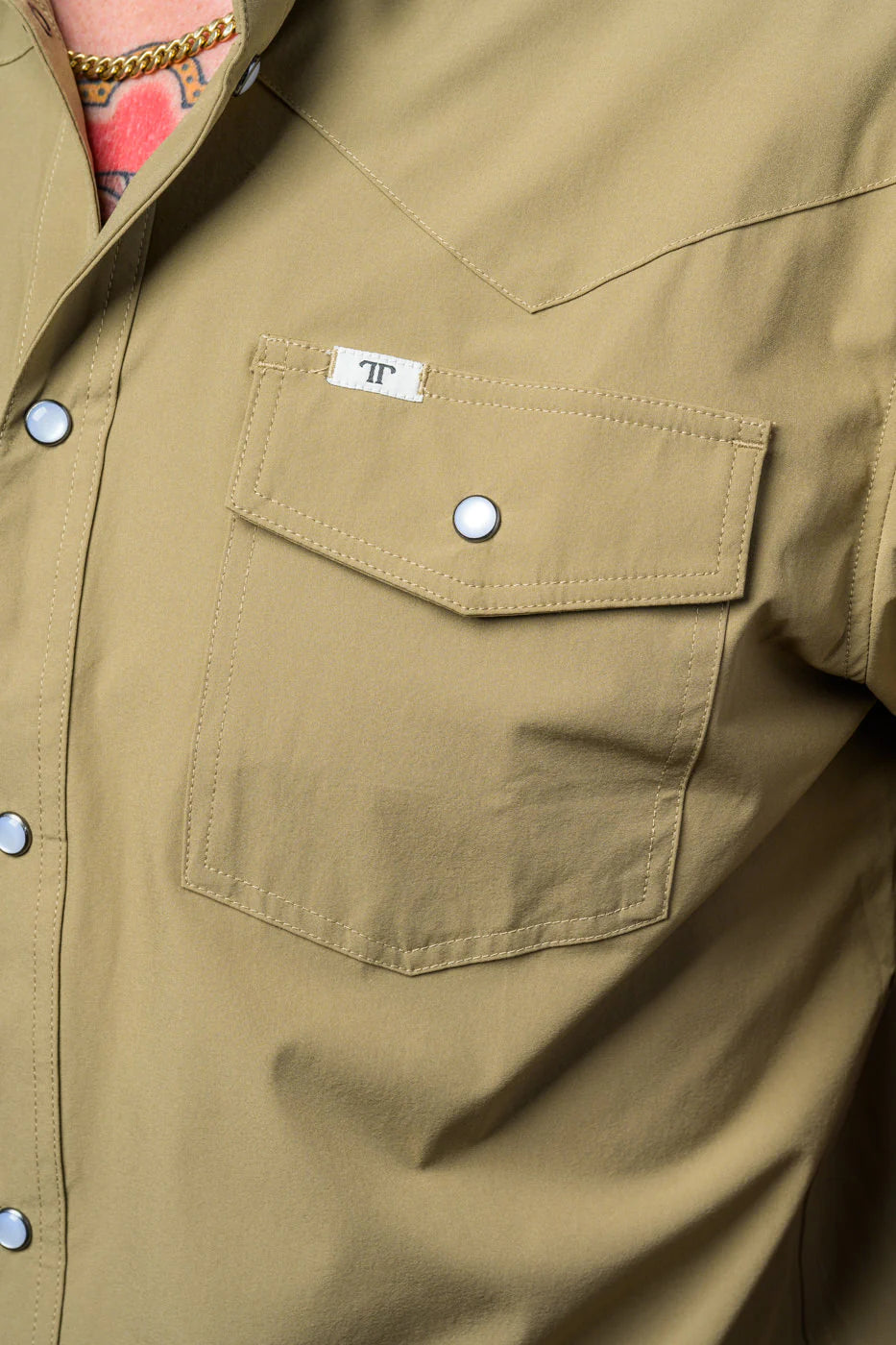 FERRELL MEN'S CORE KHAKI SHORT SLEEVE SNAP SHIRT