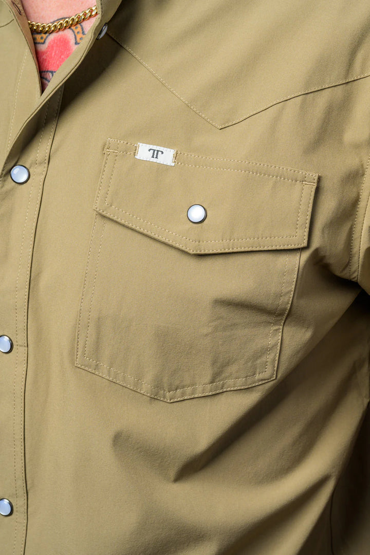 FERRELL MEN'S CORE KHAKI SHORT SLEEVE SNAP SHIRT