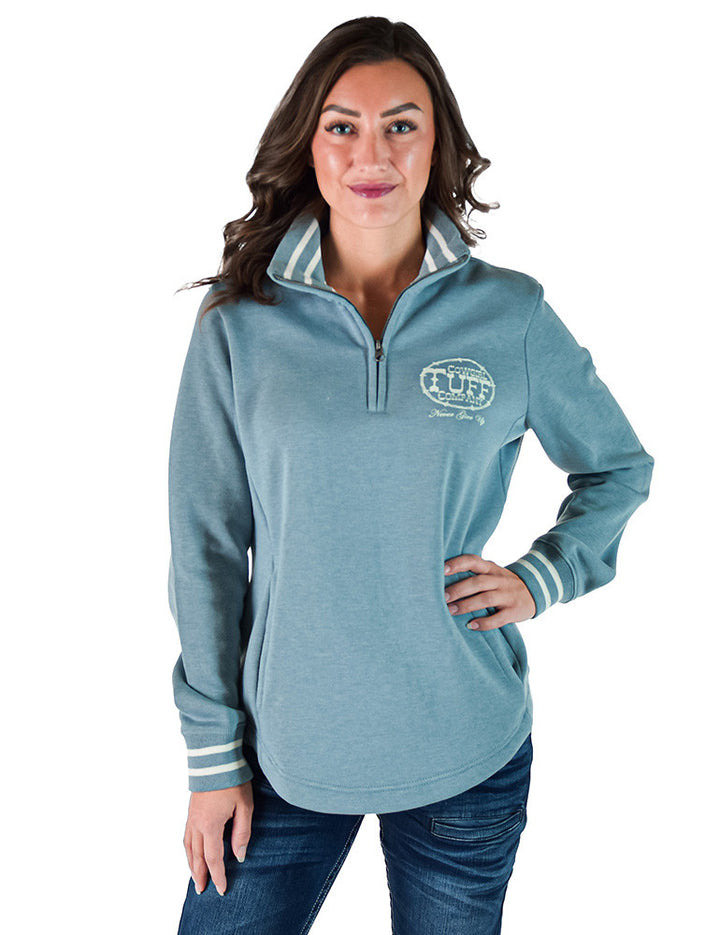 COWGIRL TUFF WOMENS BLUE PULLOVER SHIRT