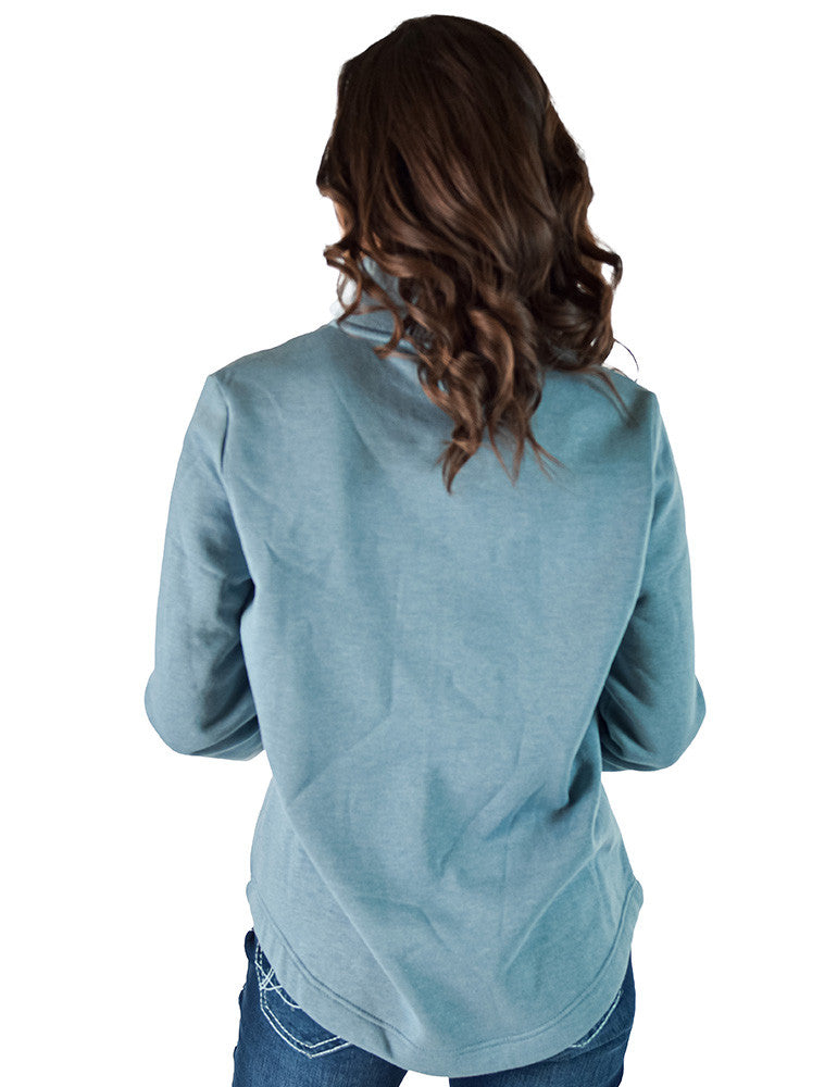 COWGIRL TUFF WOMENS BLUE PULLOVER SHIRT