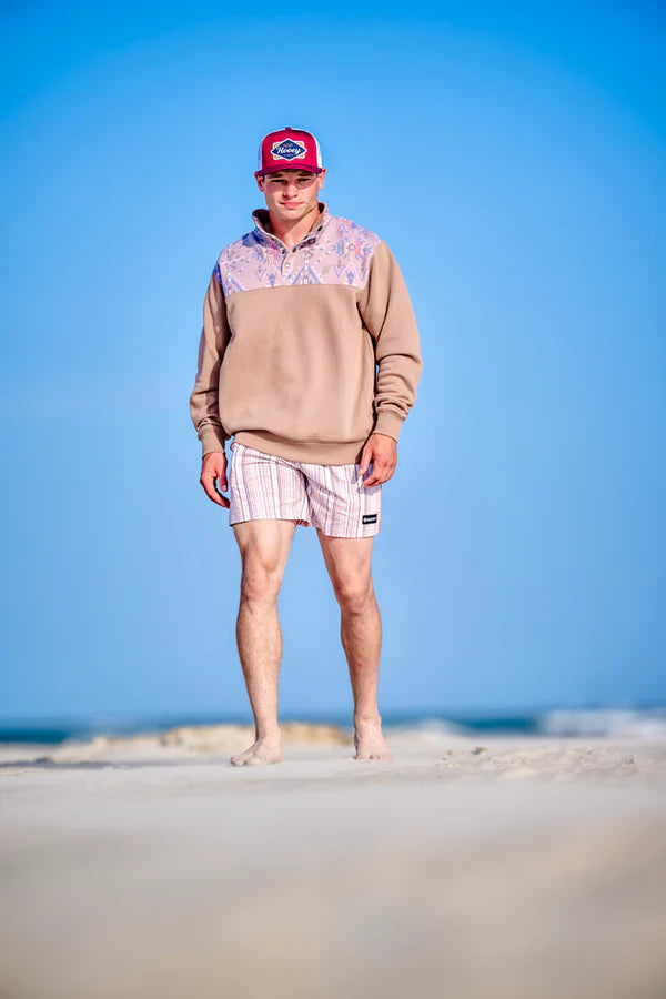 HOOEY MEN'S "BREAKER" BOARD/SWIM CREAM/STRIPE SHORT