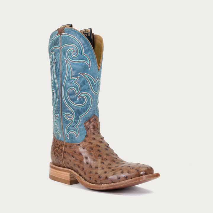 HYER MEN'S JETMORE FULL OSTRICH BLUE VINTAGE GOAT BOOTS