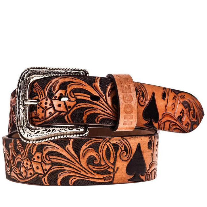 HOOEY MENS "GAMBLER" BROWN/BLACK FILIGREE BELT