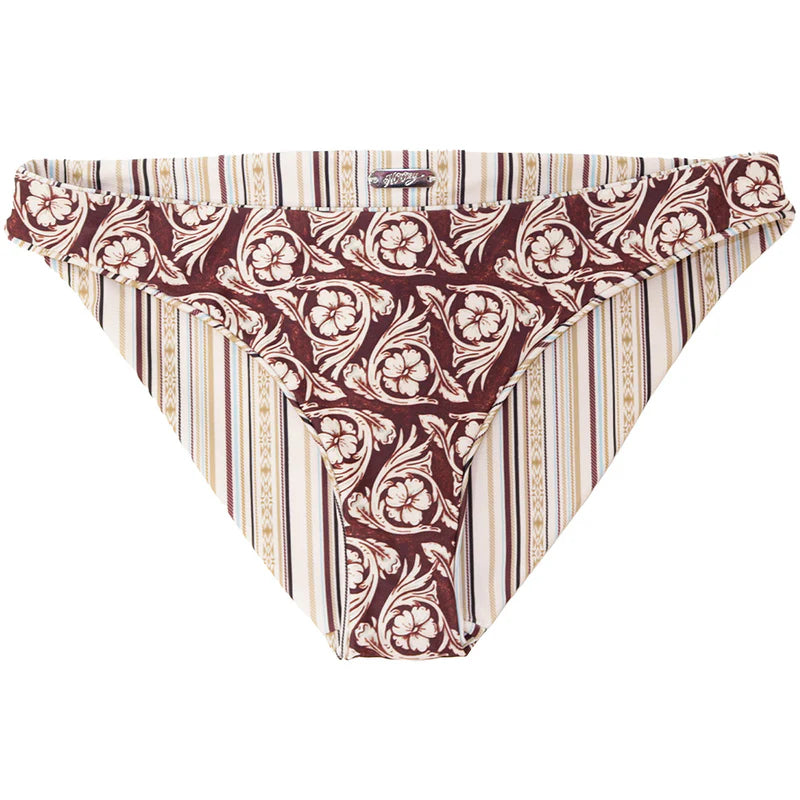 HOOEY WOMEN'S "THE RALLY" REVERSIBLE BOTTOMS STRIPES & TOOLED PATTERN SWIMSUIT