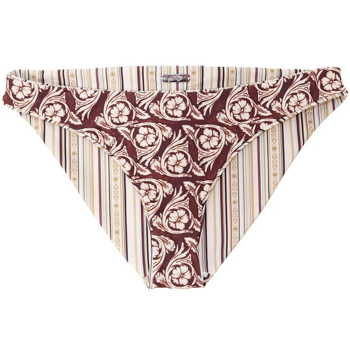 HOOEY WOMEN'S "THE RALLY" REVERSIBLE BOTTOMS STRIPES & TOOLED PATTERN SWIMSUIT